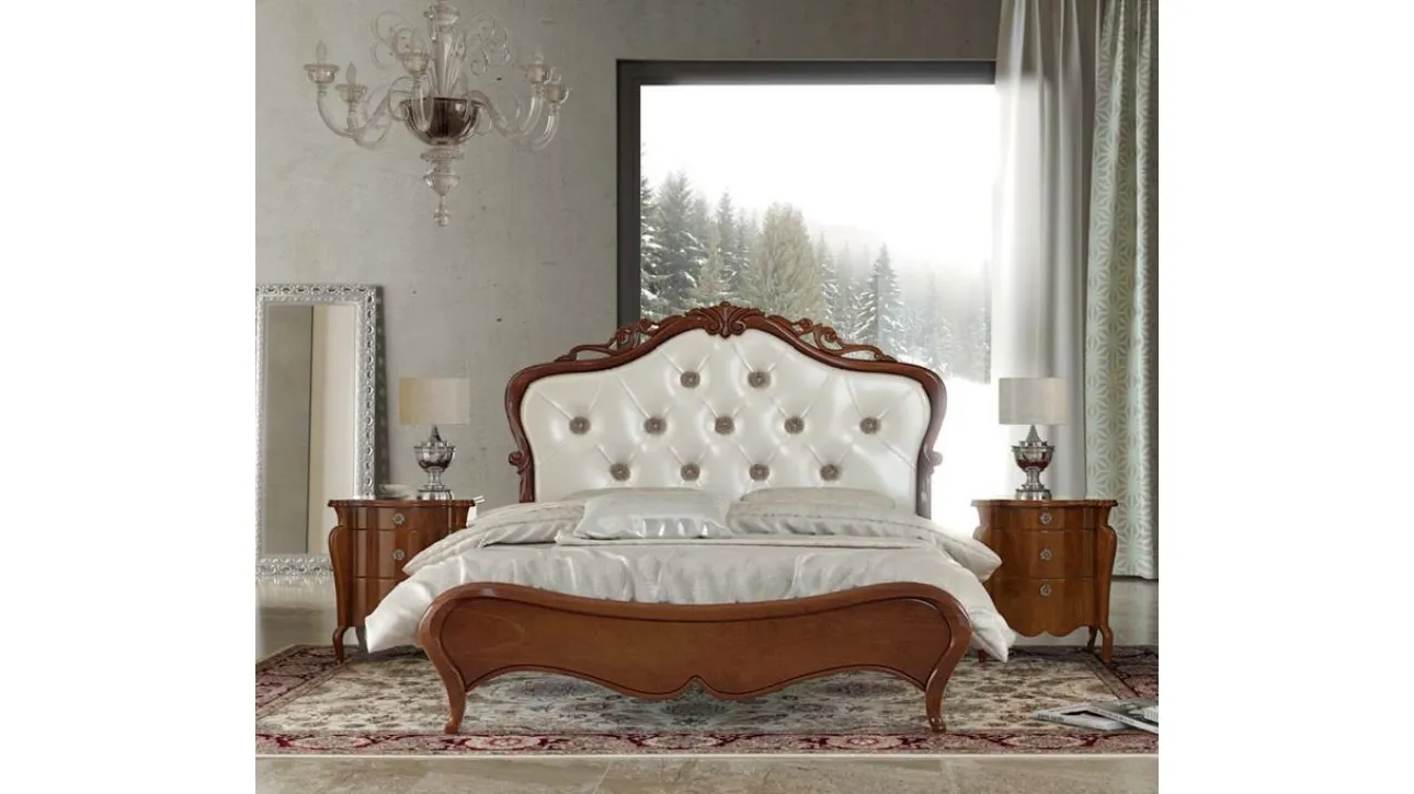 Letto Corinne con testiera in ecopelle imbottita e trapuntata di Euro Design