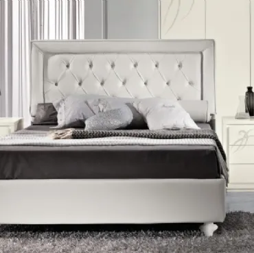 Letto Gloria con testiera capitonné e box contenitore di Euro Design