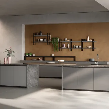 Cucina Design con isola Kelly 02 in Fenix e marmo di Zecchinon Cucine