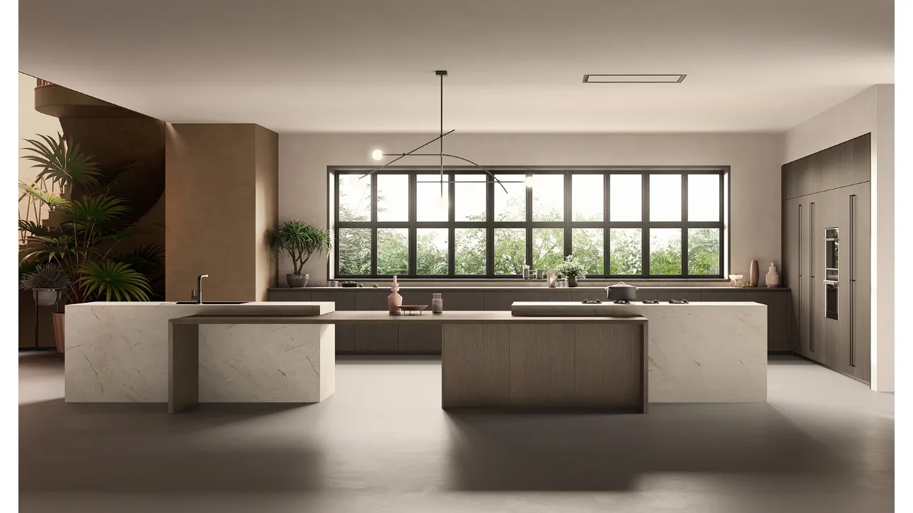 Cucina Design con isola Kelly 03 in laminato e Rovere di Zecchinon Cucine