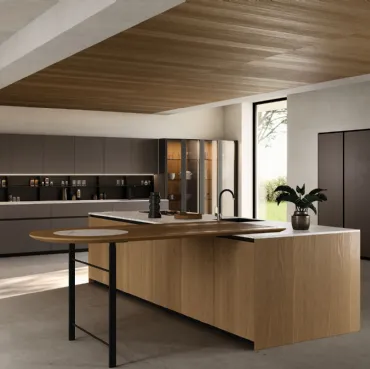 Cucina Design con isola Kelly 04 in laccato e Olmo di Zecchinon Cucine